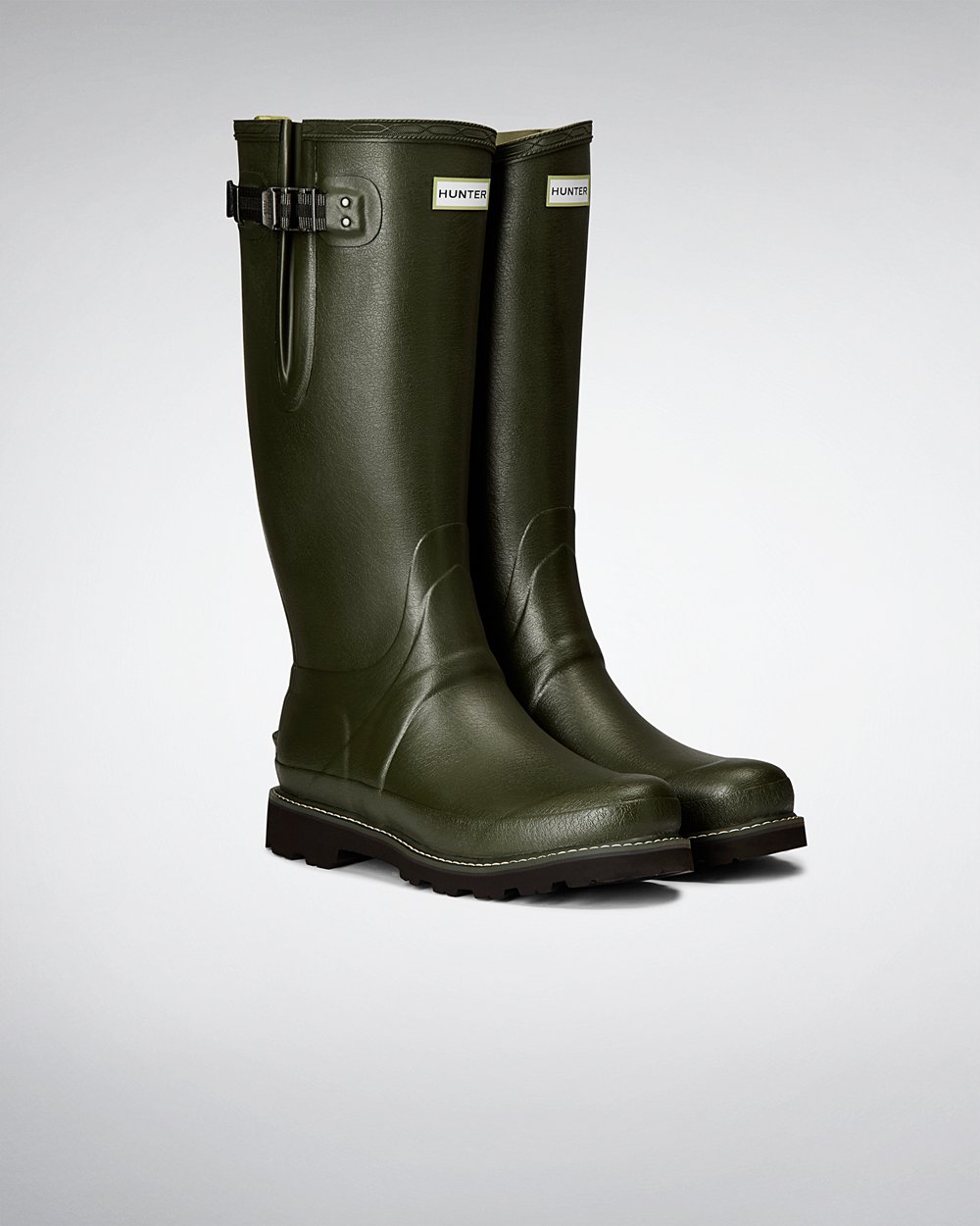 Mens Tall Rain Boots - Hunter Balmoral Side Adjustable (68HVLNCIM) - Dark Olive